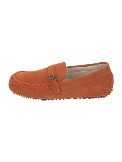 Pre-owned Mou Suede Whipstitch Trim Moccasins W/ Tags In Orange