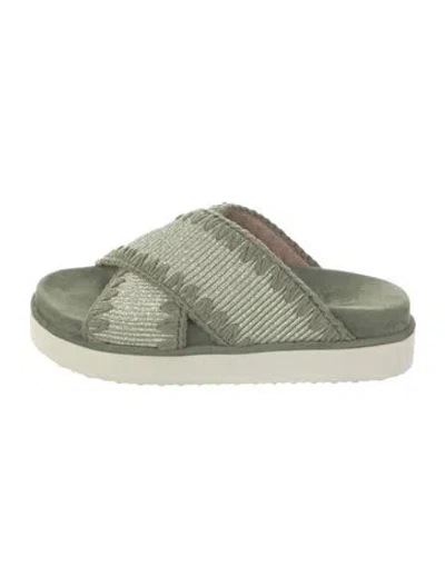 Pre-owned Mou Suede Whipstitch Trim Slides In Green