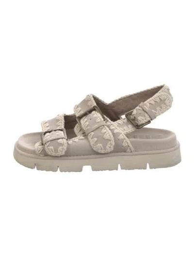Pre-owned Mou Suede Whipstitch Trim Slides In Neutrals