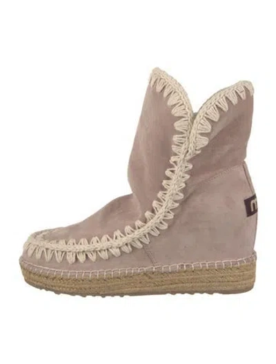 Pre-owned Mou Suede Whipstitch Trim Snow Boots In Purple