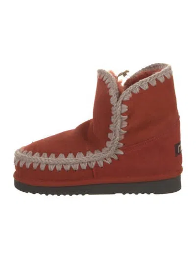 Pre-owned Mou Suede Whipstitch Trim Snow Boots W/ Tags In Pink