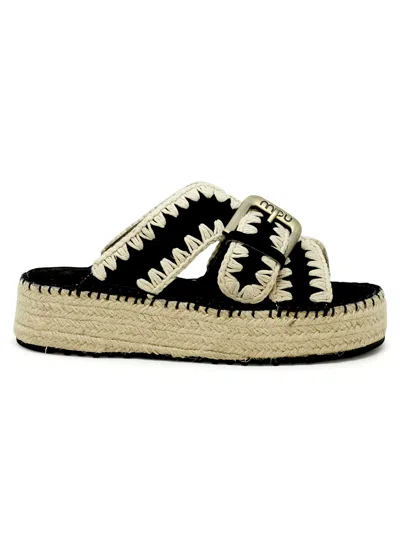 Mou Sw641003a Jute Black Suede Sandals