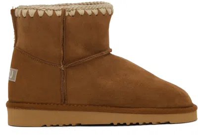 Mou Tan Classic Shearling Boots In Cog Cognac