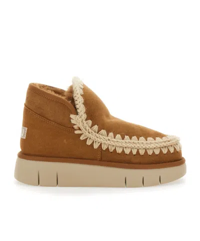 Mou Eskimo Brown Slip-on Boots With Rear Logo In Suede Woman