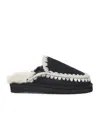 Mou Eskimo Stitching Slipper-mule In Black Suede In Black
