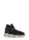 Mou Eskimo Trainer Low Heels Ankle Boots In Cbkg Cracked Black Grey