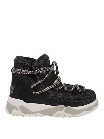 Mou Trainer Scoubidoo Lace Ankle Boots In Black