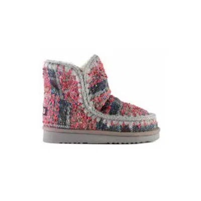 Mou Tweed Eskimo Boot In Textile Pink Tweed In Multi