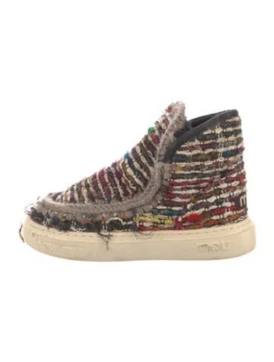 Pre-owned Mou Tweed Pattern Hiking Boots In Neutral