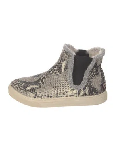 Pre-owned Mou Velvet Animal Print Chelsea Boots