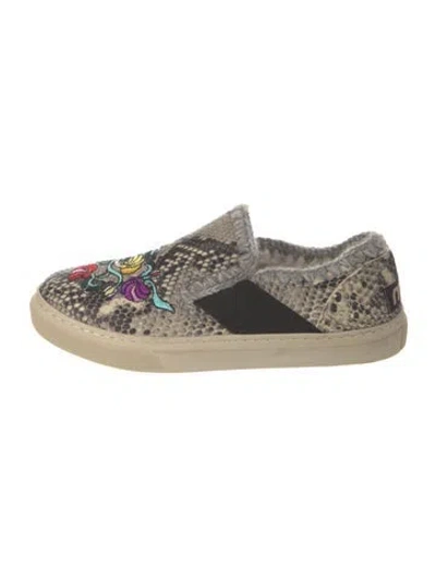 Pre-owned Mou Velvet Animal Print Flats In Brown