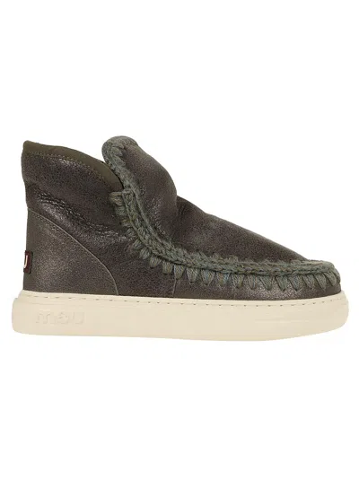Mou Vibrant Green Sheep Skin Ankle Boots In Negro