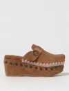 Mou Clog Leather Slipper-mule In Leather Color Suede In Braun