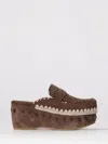 Mou Plain Suede Clogs With Studs In Brown