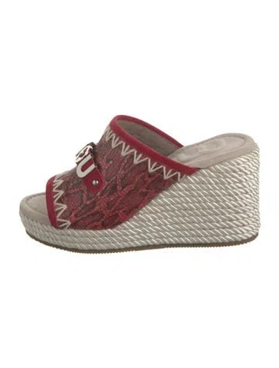 Pre-owned Mou Whipstitch Trim Espadrilles W/ Tags In Red