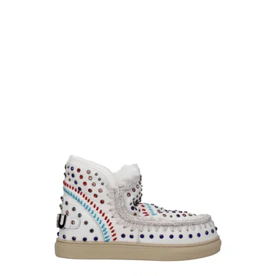 Mou White Leather Ankle