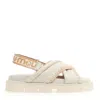 MOU WHITE LEATHER CROSS WEDGE