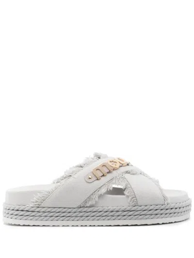 Mou White Logo Sandals In Multi