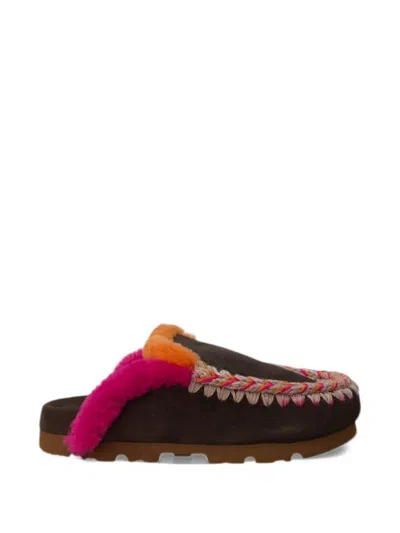 Mou Winter Bio Flat Mules In Brown