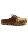 Mou Winter Bio Ponyskin Leather Wool Rubber Clog In Multi