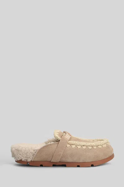 Mou Winter Bio Slide Slipper-mule In Camel Suede In Brown