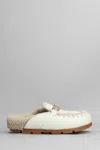 Mou Waxi White Cowskin Sliders In White