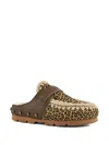 Mou Winter Bio Studded-leopard Mules In Brown