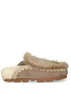 Mou Winter Fur-trim Slippers In Neutrals