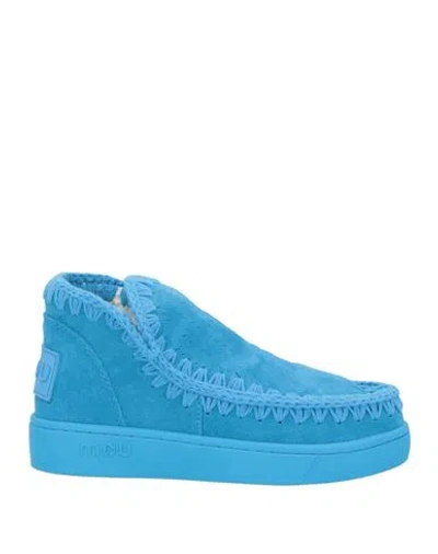 Mou Brown Stitch Boots In Blue