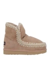 MOU MOU WOMAN ANKLE BOOTS BEIGE SIZE 7 SHEEPSKIN