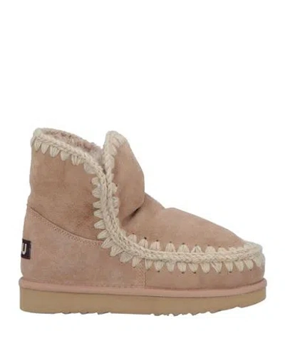 Mou Woman Ankle Boots Beige Size 7 Sheepskin In Camel