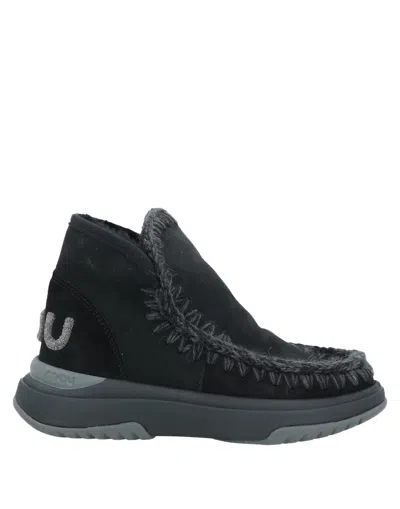 Mou Woman Ankle Boots Black Size 6 Shearling, Textile Fibers