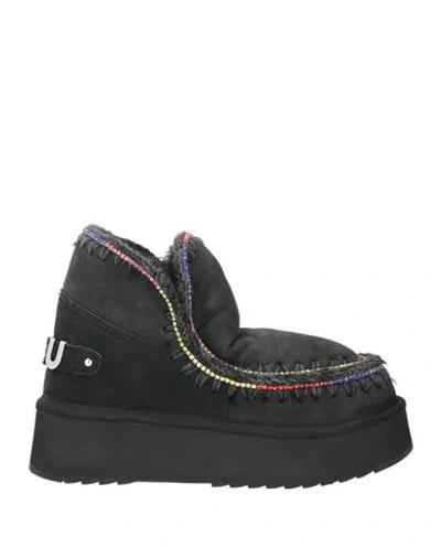 Mou Woman Ankle Boots Black Size 8 Sheepskin, Wool