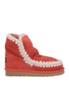 Mou Woman Ankle Boots Brick Red Size 8 Shearling In Multi