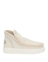 Mou Stitched-edge Ankle Boots In Off White