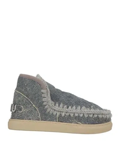 Mou Woman Ankle Boots Slate Blue Size 5 Textile Fibers, Sheepskin, Wool In Gray
