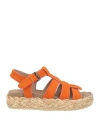 Mou Woman Espadrilles Orange Size 8 Cow Leather In Orange