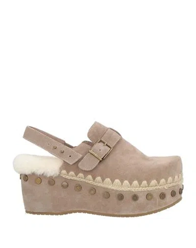 Mou Woman Mules & Clogs Grey Size 10 Cow Leather, Sheepskin