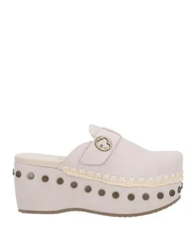 MOU MOU WOMAN MULES & CLOGS LIGHT GREY SIZE 11 COW LEATHER