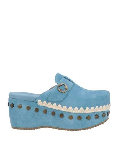 Mou Woman Mules & Clogs Sky Blue Size 8 Cow Leather
