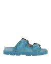 Mou Wedge Two Bands Suede Jeans In Blue