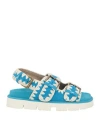 Mou Woman Sandals Azure Size 8 Soft Leather In Blue
