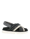Mou Crossover-strap Leather Sandals In Black