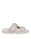 Mou Whipstitch-trim Suede Slides In Grey