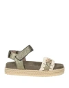 Mou Rope Bio Sandal Flats In Green Suede And Leather In Green