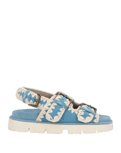 Mou Woman Sandals Pastel Blue Size 9 Soft Leather In Blue
