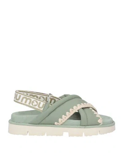 Mou Woman Sandals Sage Green Size 8 Soft Leather In Sage Green