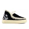 Mou Women's Bold Eskimo Sneaker With Crochet Heel In Black Combo In Black
