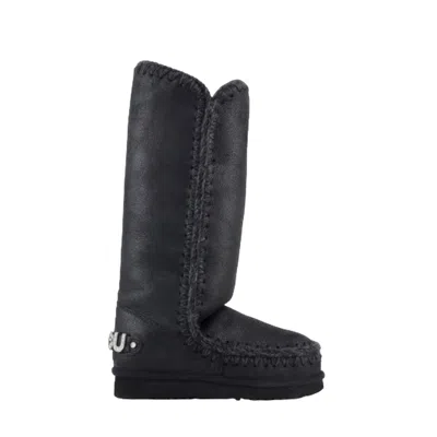 Mou Women's Boots  - Eskimo 40 Rhinestones Logo - Black