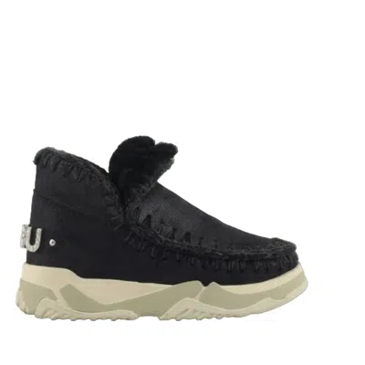 Mou Women's Boots  - Eskimo Trainer Logo Rhinestone - Black